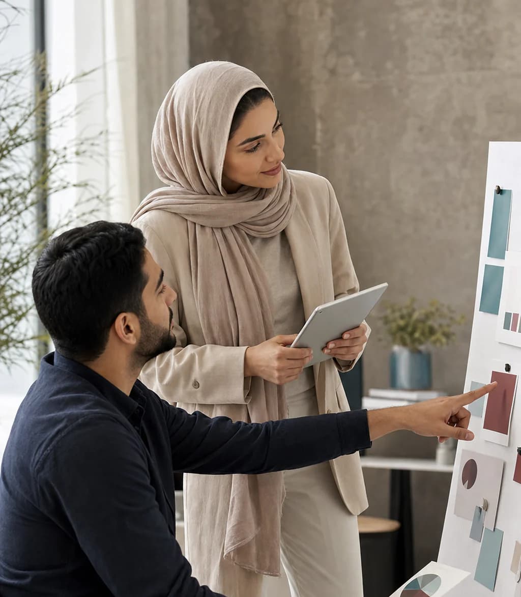 MENA survey researchers reviewing audience insights